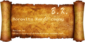 Borovits Karácsony névjegykártya